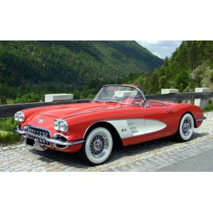 Chevrolet Cabriolet Corvette rouge 1958